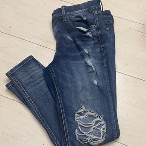 Mudd Distressed Boyfriend Jeans in Dark Blue